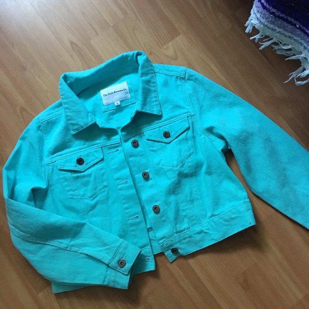 Teal denim jacket